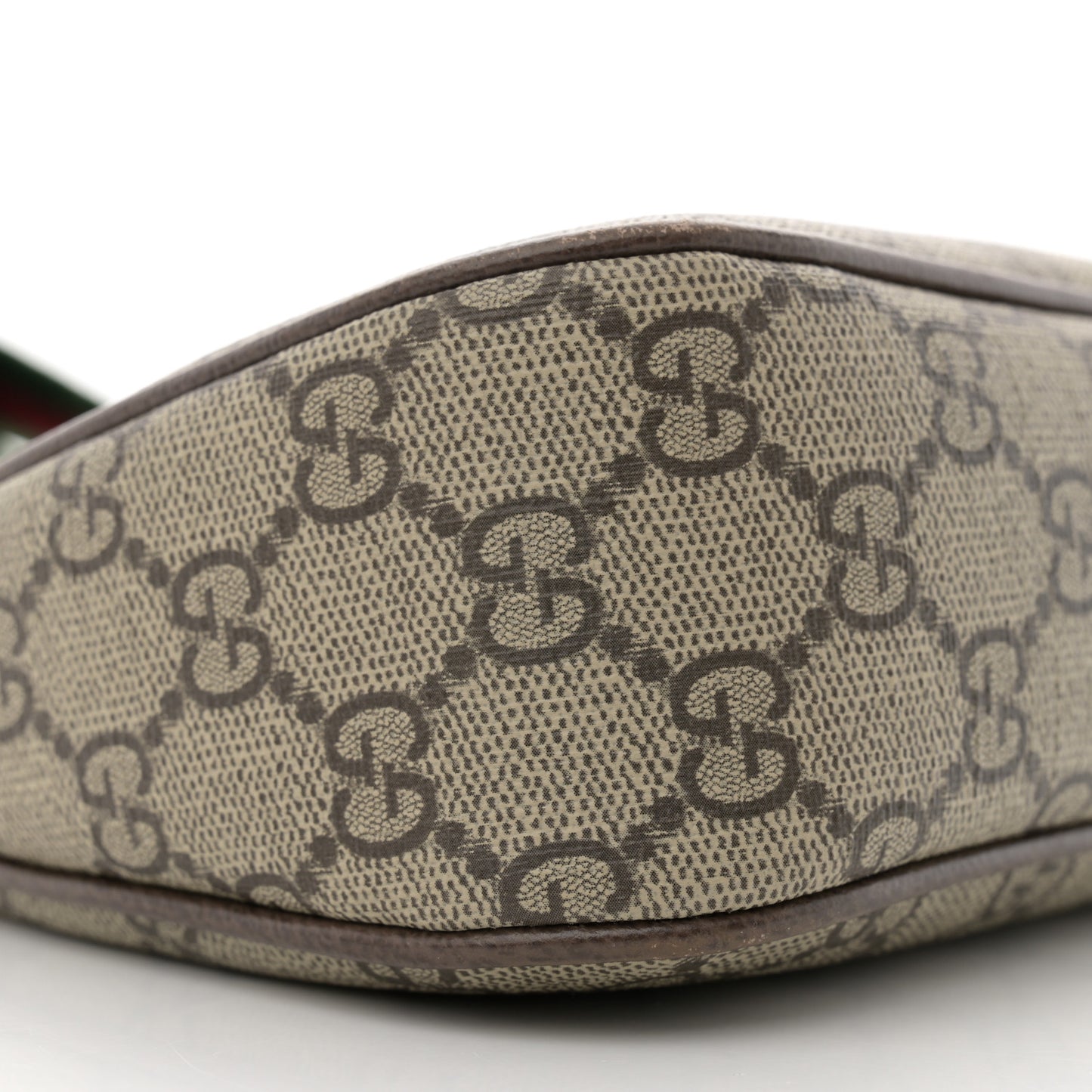 GG Supreme Monogram Textured Dollar Calfskin Web Small Ophidia GG Handbag Beige Ebony New Acero