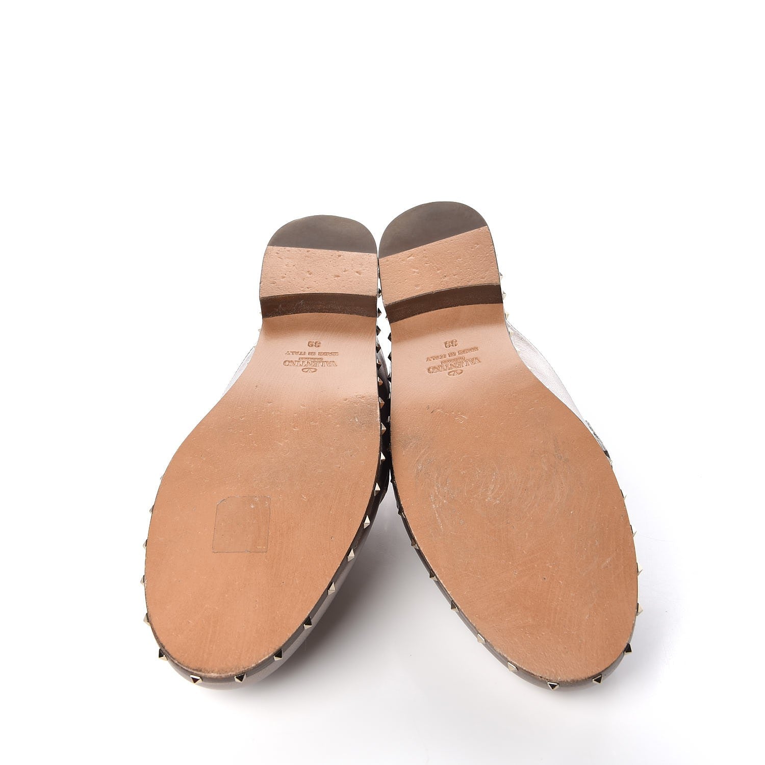 Valentino Garavani Metallic Lambskin Soul Rockstud Flat Mules 39 Silver 7 of 15