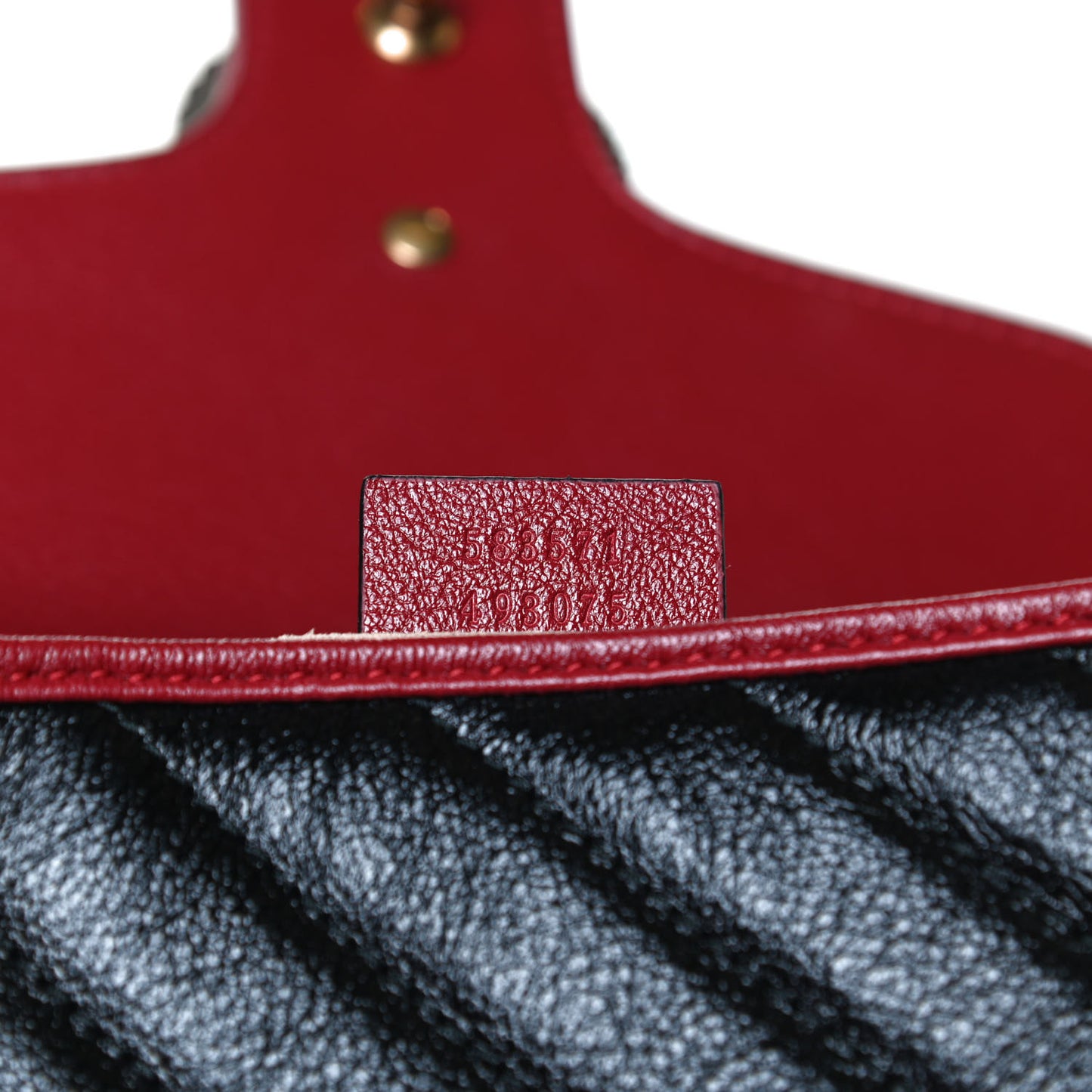 Vintage Effect Calfskin Matelasse Diagonal Mini Torchon GG Marmont Top Handle Shoulder Bag Black Romantic Cherry