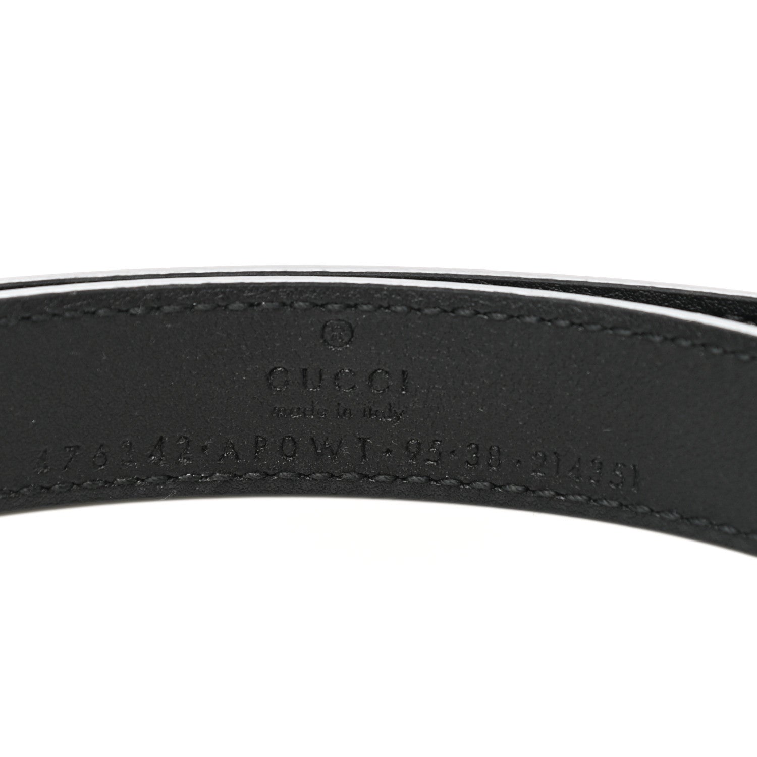 Gucci Calfskin Pearl Double G 20mm Belt 95 38 Black Cream 3 of 5