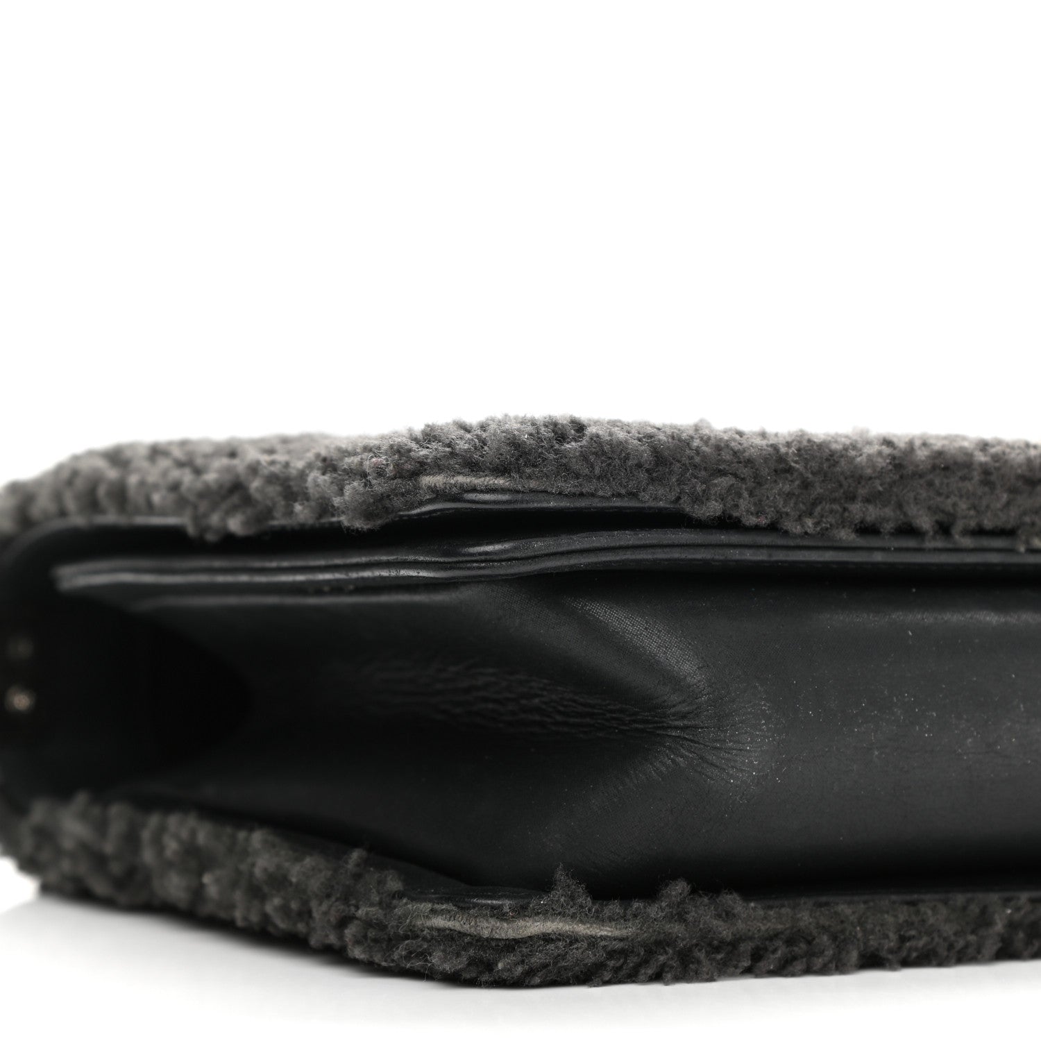 Chanel Shearling Iridescent Calfskin Medium Boy Flap Black Grey 9 of 13