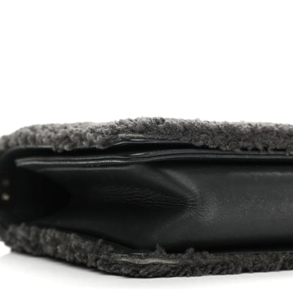 Chanel Shearling Iridescent Calfskin Medium Boy Flap Black Grey 9 of 13