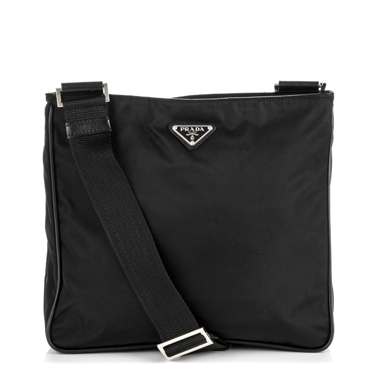 Nylon Vela Flat Messenger Bag Black