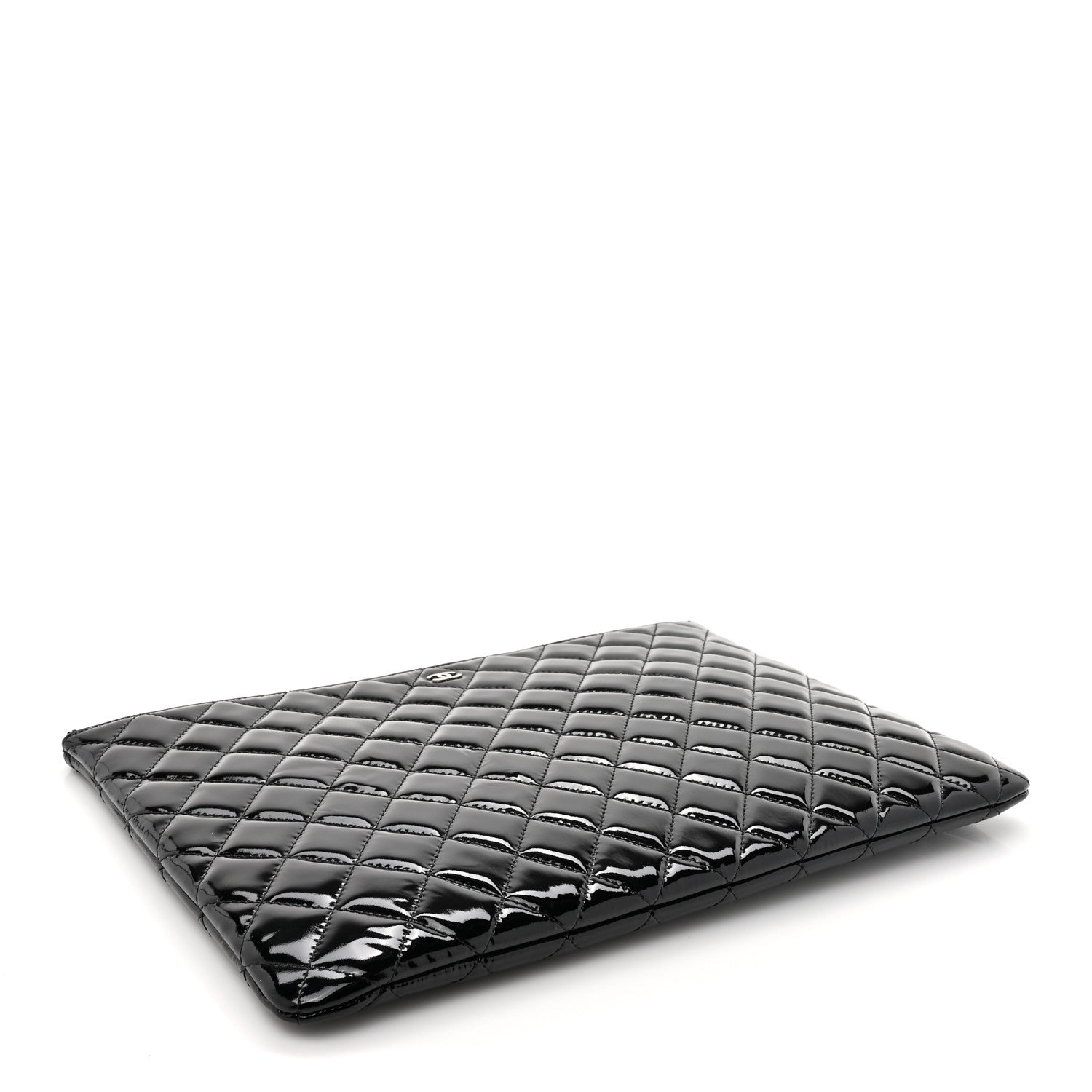 Chanel Patent Calfskin Quilted Large Cosmetic Case Black 4 of 8