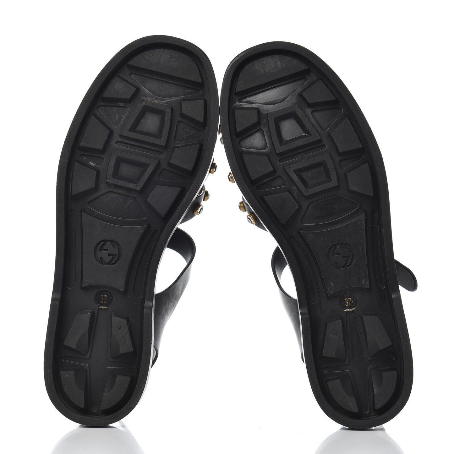 Rubber Crystal Womens Buckle Strap Sandals 37 Black