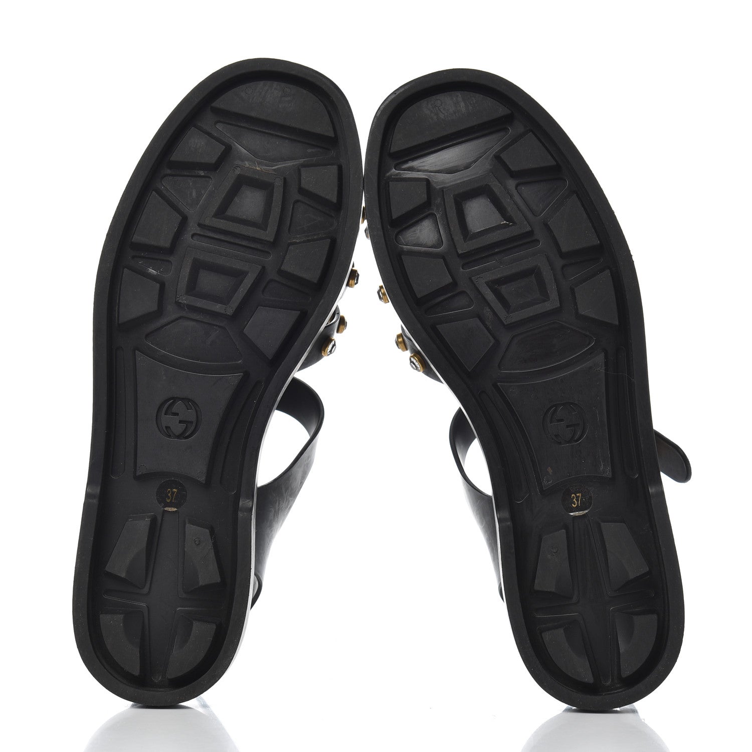 Gucci Rubber Crystal Womens Buckle Strap Sandals 37 Black 5 of 14
