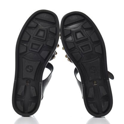 Gucci Rubber Crystal Womens Buckle Strap Sandals 37 Black 5 of 14