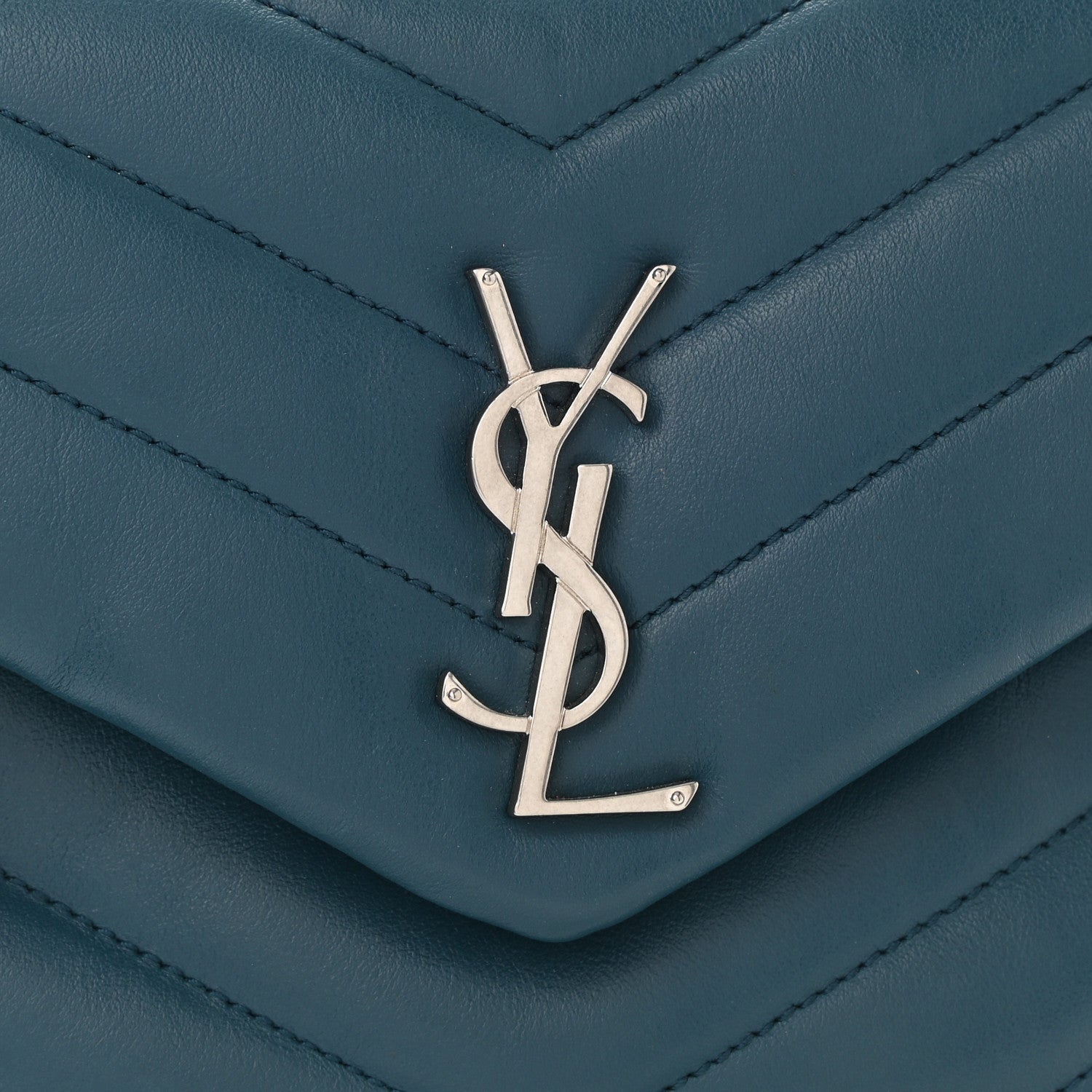 Saint Laurent Calfskin Y Quilted Monogram Small Loulou Chain Satchel Green 9 of 11