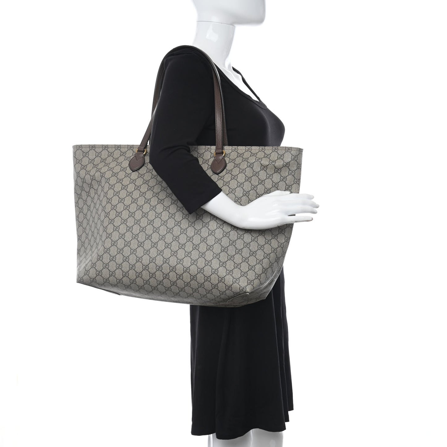 GG Supreme Monogram Medium Ophidia Shopping Tote Ebony
