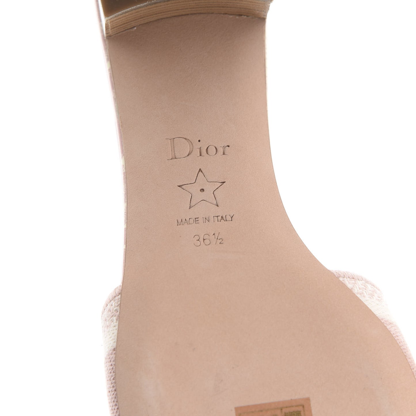 Cotton Toile De Jouy Embroidered Dway 50mm Slide Sandals 36.5 Light Pink