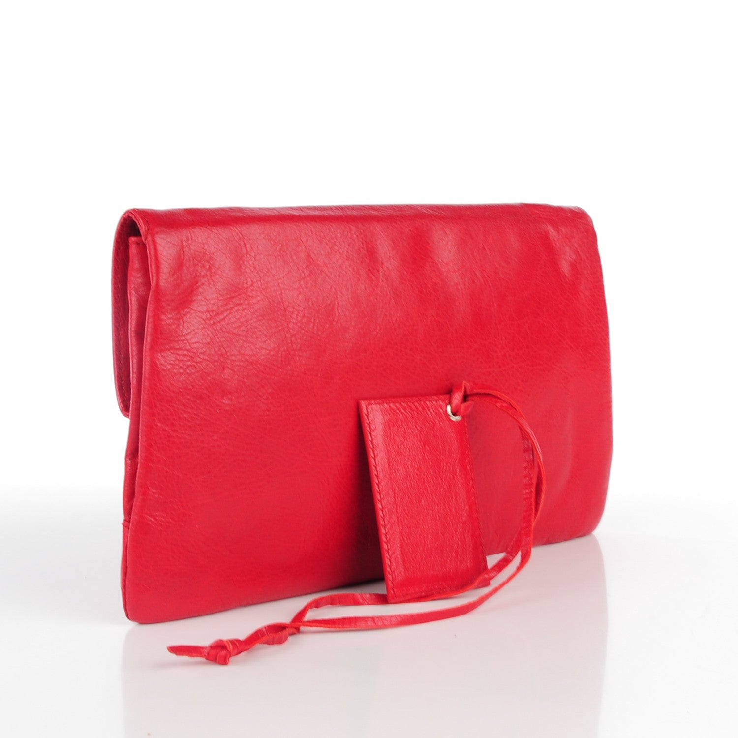 Balenciaga Agneau Giant 12 Silver Hardware Envelope Clutch Rouge Cardinal 3 of 7