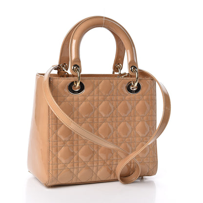 Christian Dior Patent Cannage Medium Lady Dior Beige 3 of 13