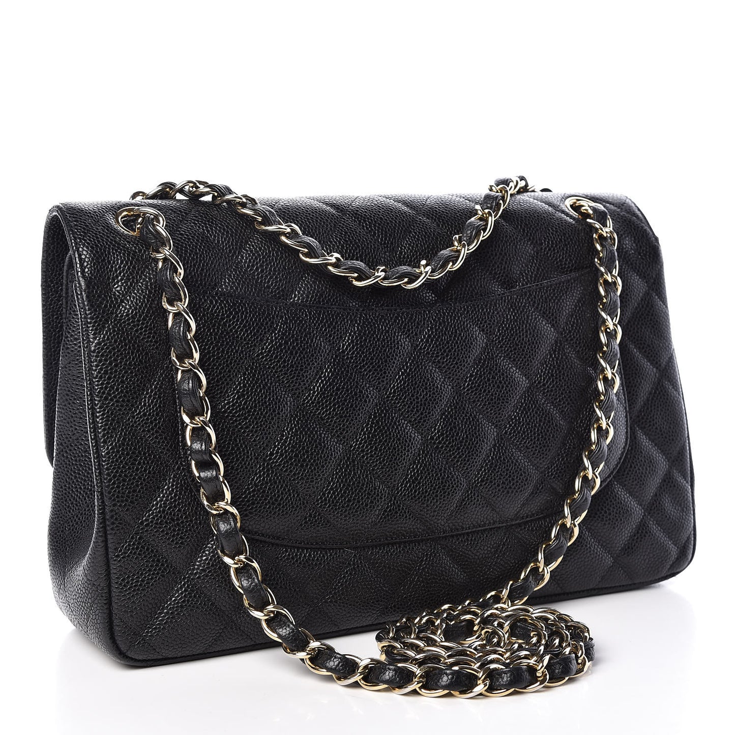 Caviar Quilted Jumbo Double Flap Black