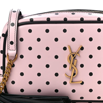 Saint Laurent Calfskin Printed Polka Dot Mini Lou Camera Bag Pink Black 8 of 10