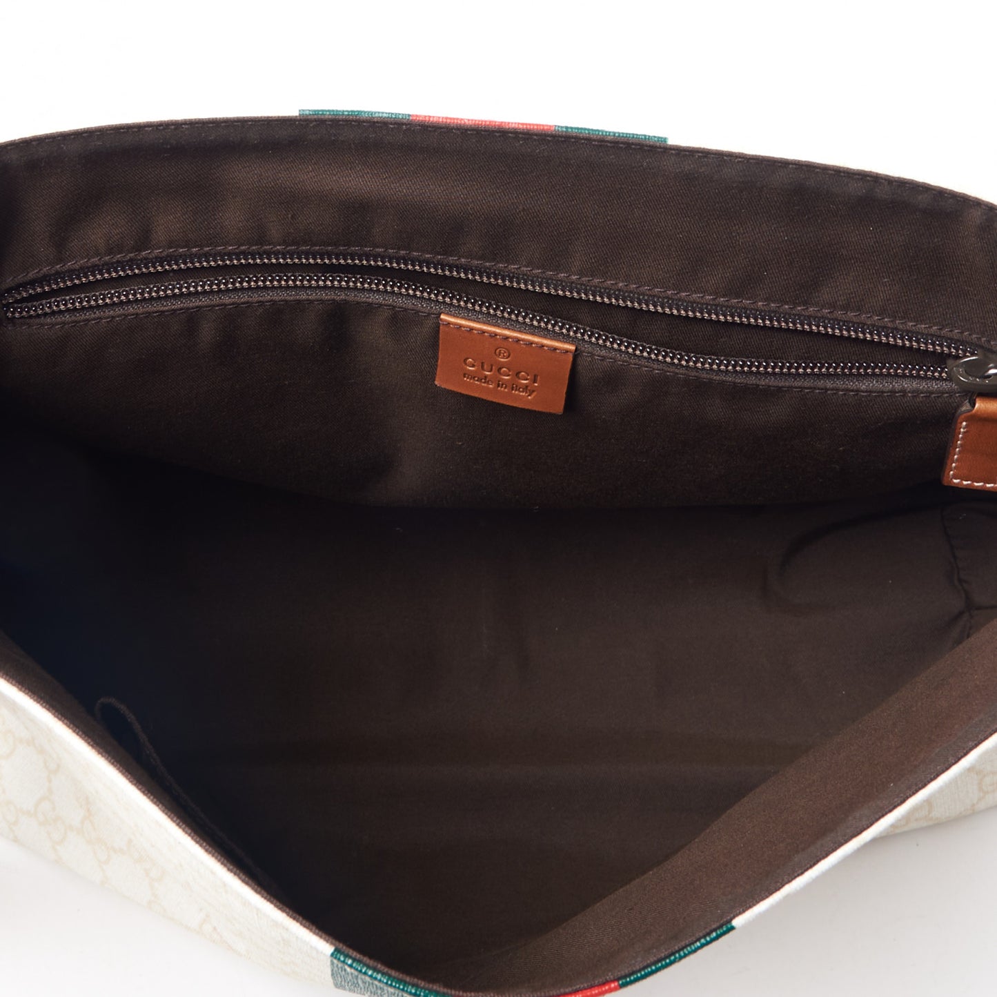 Monogram Web Stripe Medium Flap Messenger Bag White