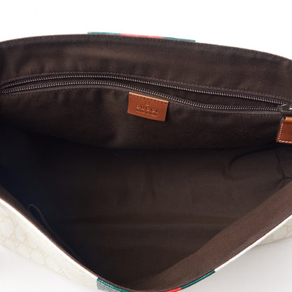 Gucci Monogram Web Stripe Medium Flap Messenger Bag White 4 of 10