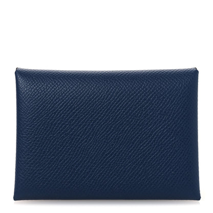 Hermes Epsom Calvi Duo Card Case Bleu Indigo 1 of 8