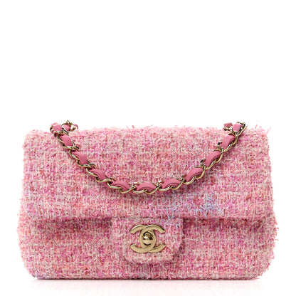 Chanel Tweed Quilted Mini Rectangular Flap Pink Orange White 1 of 15