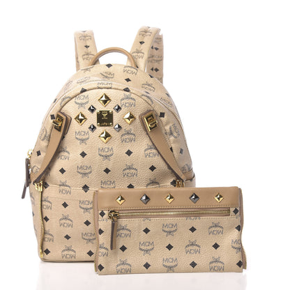 MCM Visetos Studded Small Dual Stark Backpack Beige 2 of 9