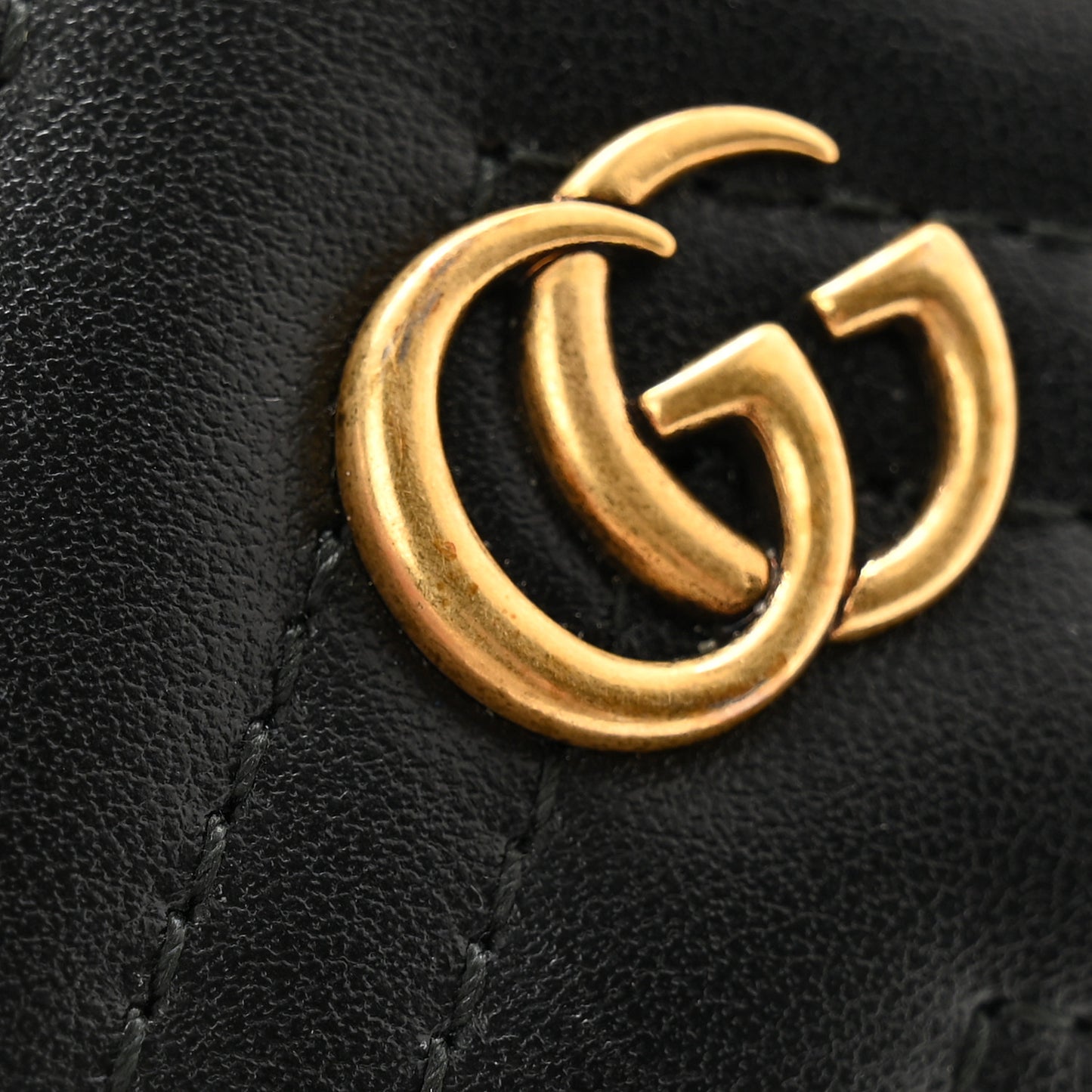 Calfskin Matelasse GG Marmont Card Holder Black