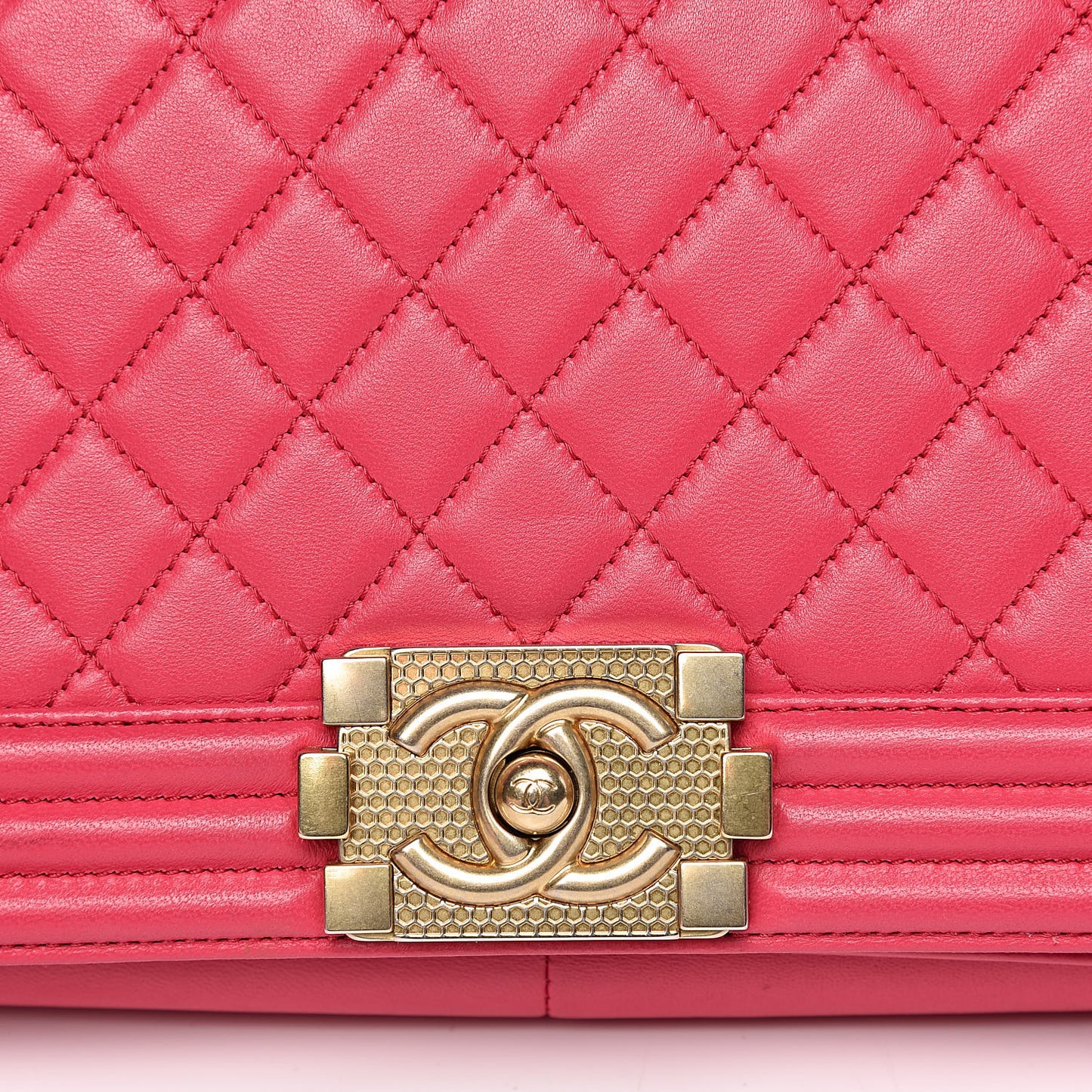 Lambskin Quilted Medium Boy Flap Dark Pink