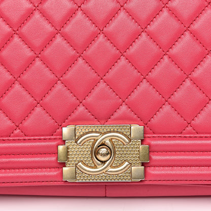 Chanel Lambskin Quilted Medium Boy Flap Dark Pink 10 of 13