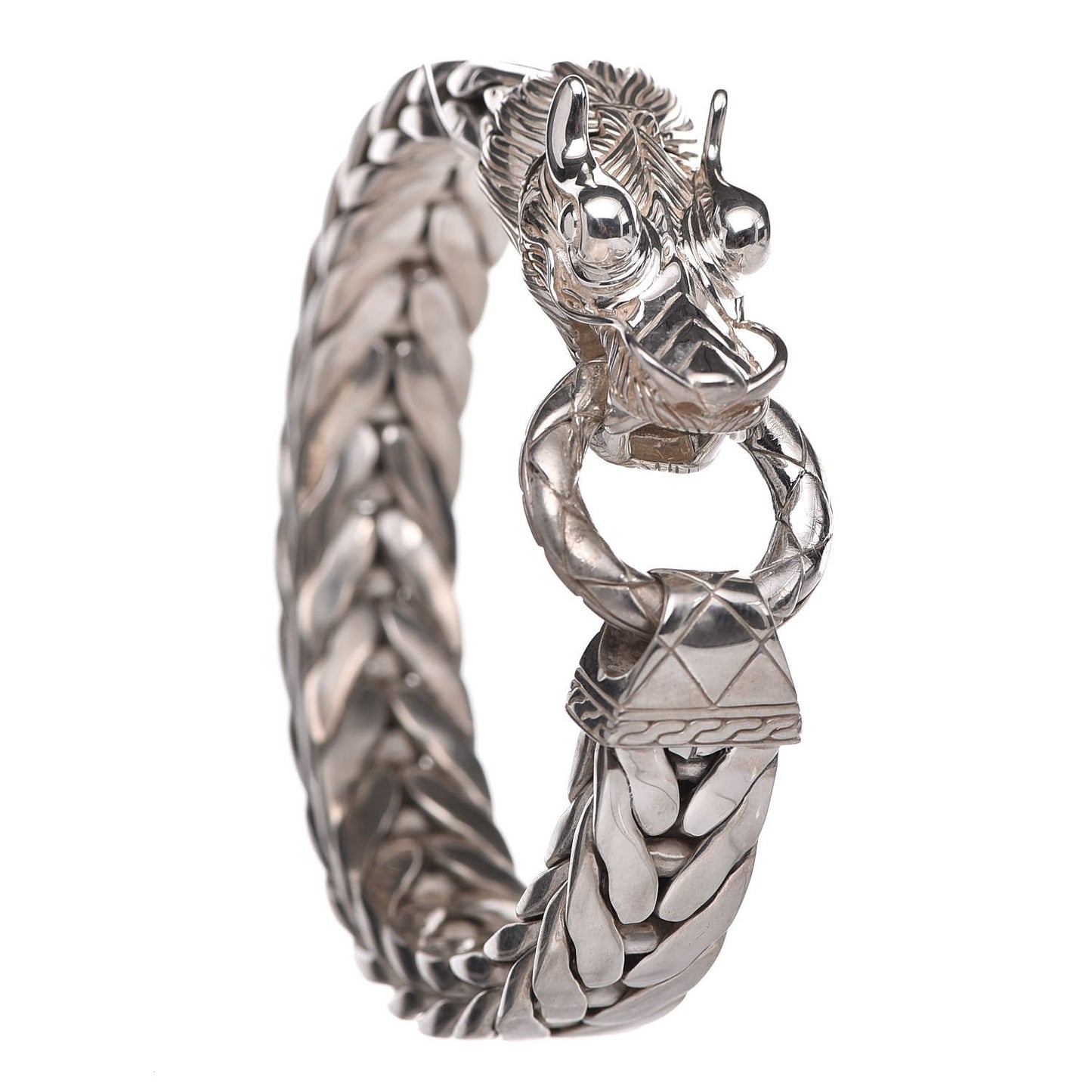 Sterling Silver 15mm Legends Naga Dragon Station Bracelet