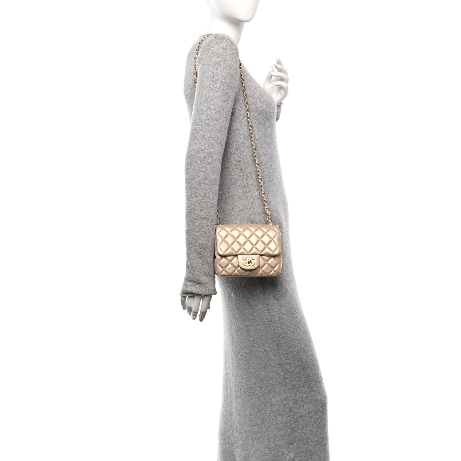 Chanel Metallic Lambskin Quilted Mini Square Flap Gold 2 of 10