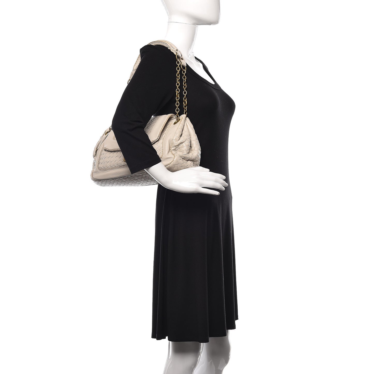 Nappa Intrecciato Napoli Shoulder Bag Cream
