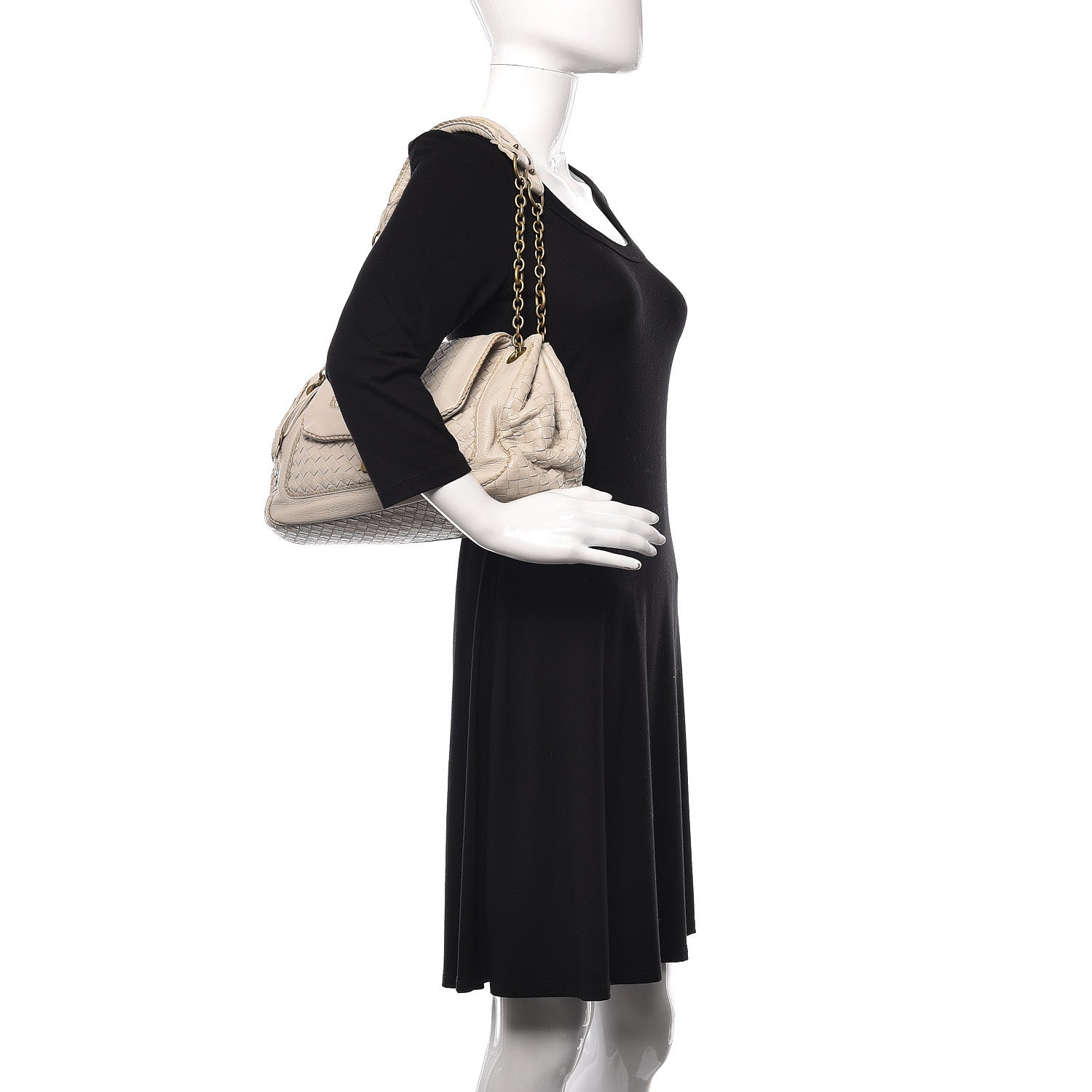 Bottega Veneta Nappa Intrecciato Napoli Shoulder Bag Cream 2 of 14