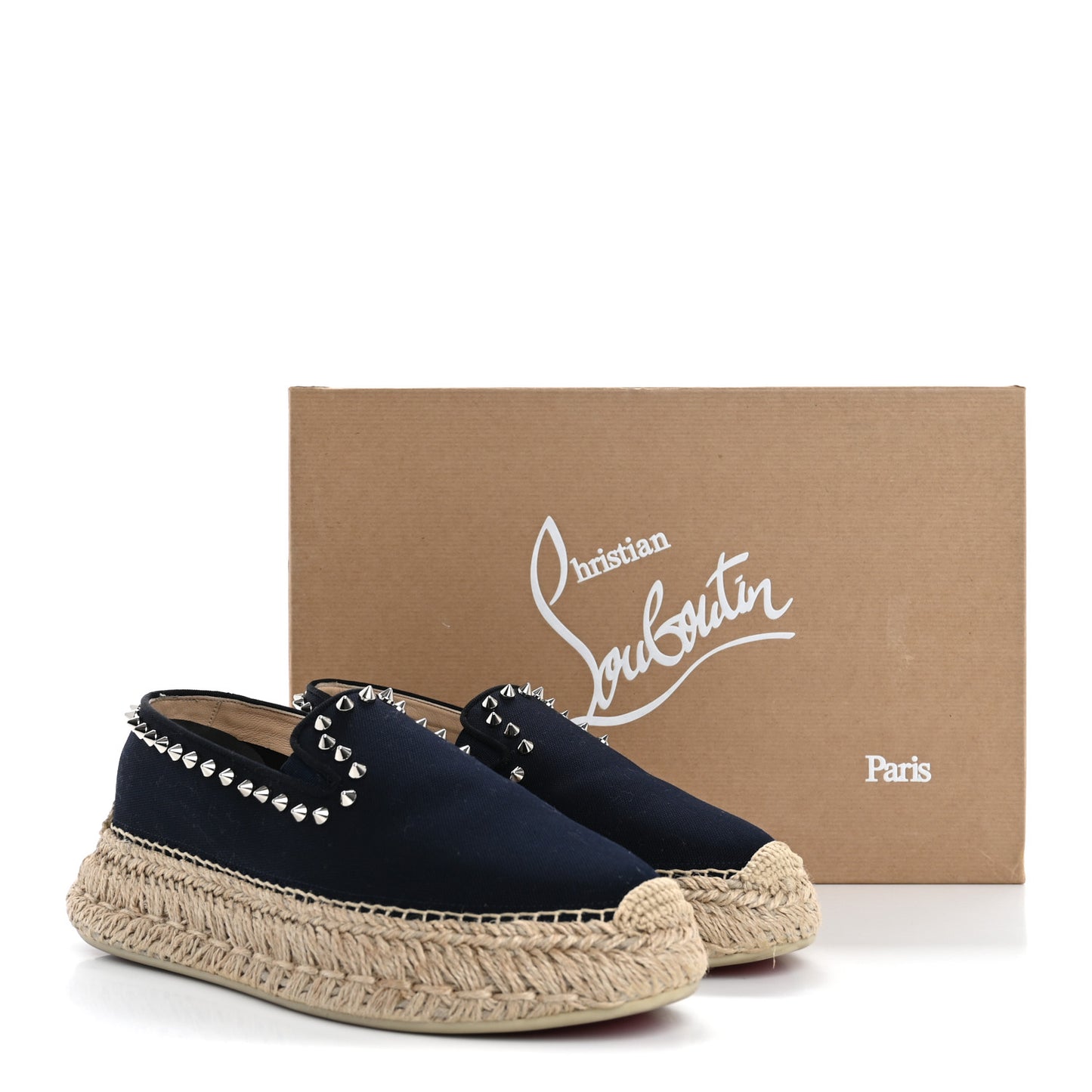 Canvas Espaboat Spikes Flat Espadrilles 37 Black