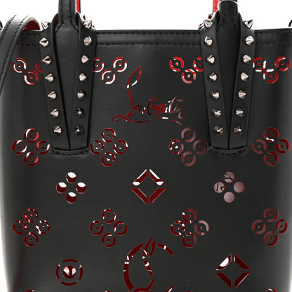 Christian Louboutin Calfskin Loubinthesky Perforated Spikes Mini North South Cabata Tote Black 8 of 11
