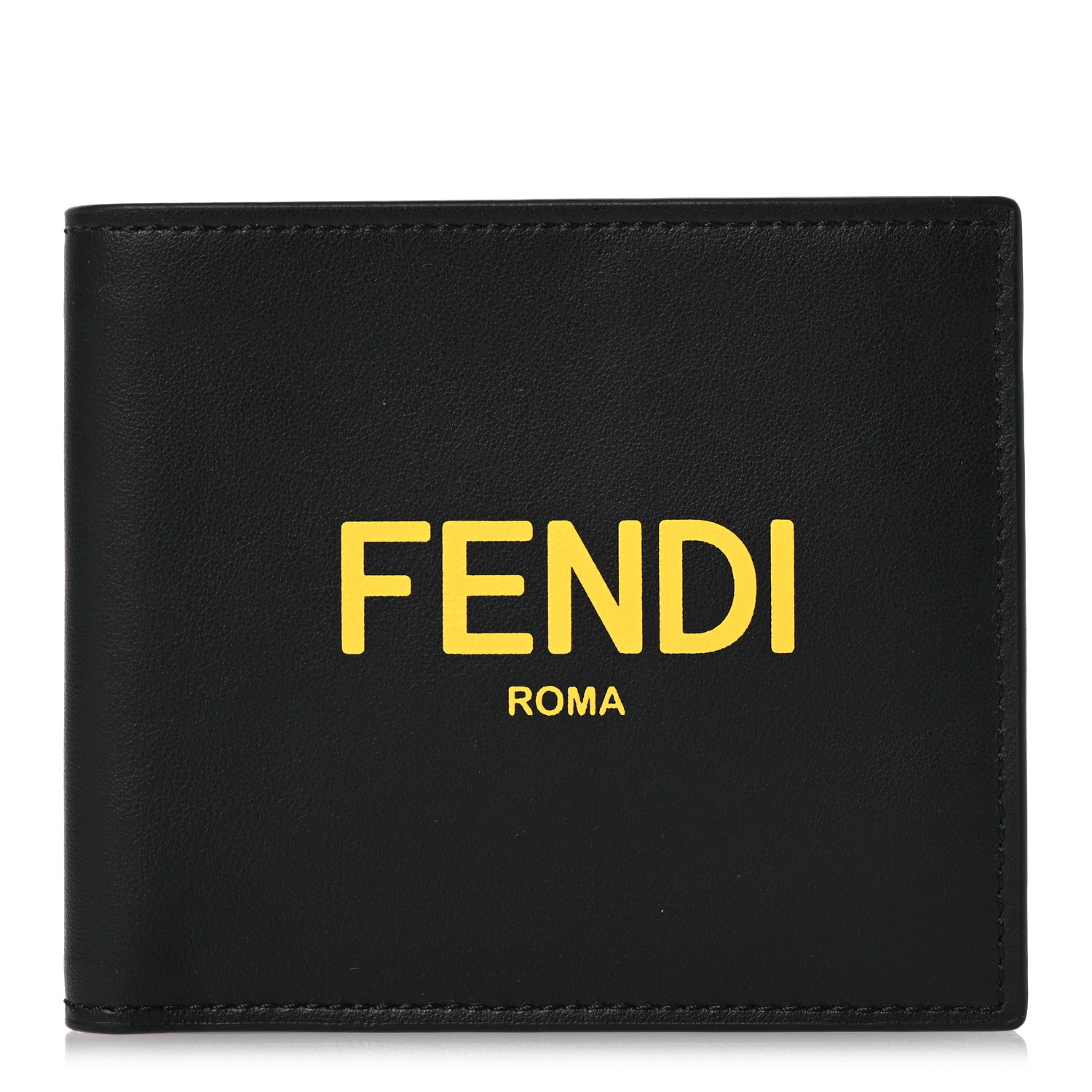Fendi Vitello Century Logo Bi-Fold Wallet Black Sunflower 1 of 10
