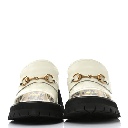 Gucci Cordovan Lux Womens Harald Horsebit Platform Slide Sandals 39 Dusty White 2 of 10