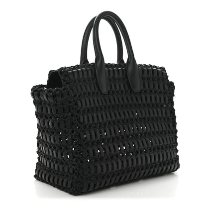 Salvatore Ferragamo Raffia Calfskin The Studio Box Tote Black 4 of 12