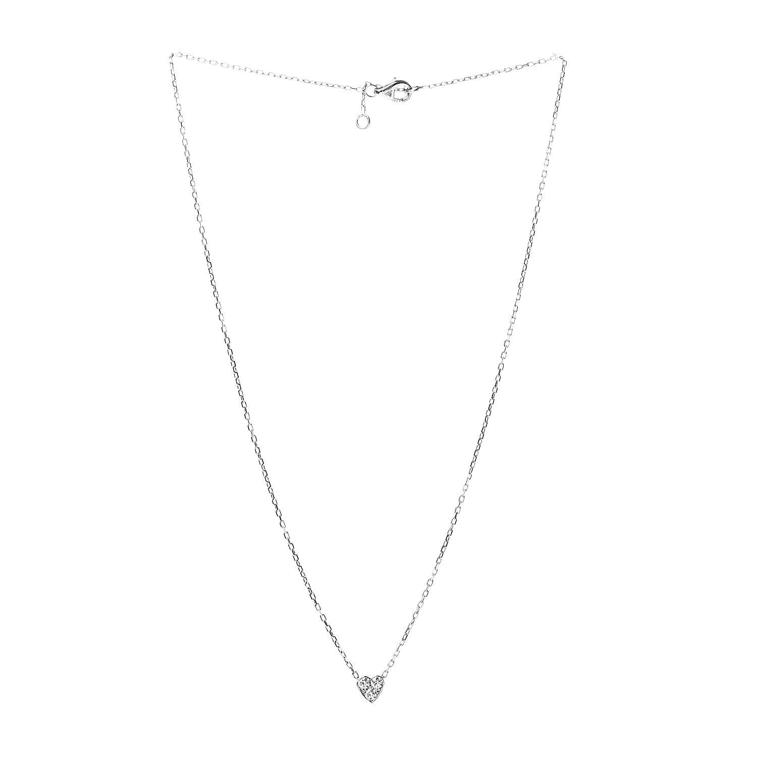 Cartier 18K White Gold Diamond Heart Pendant Necklace 3 of 5