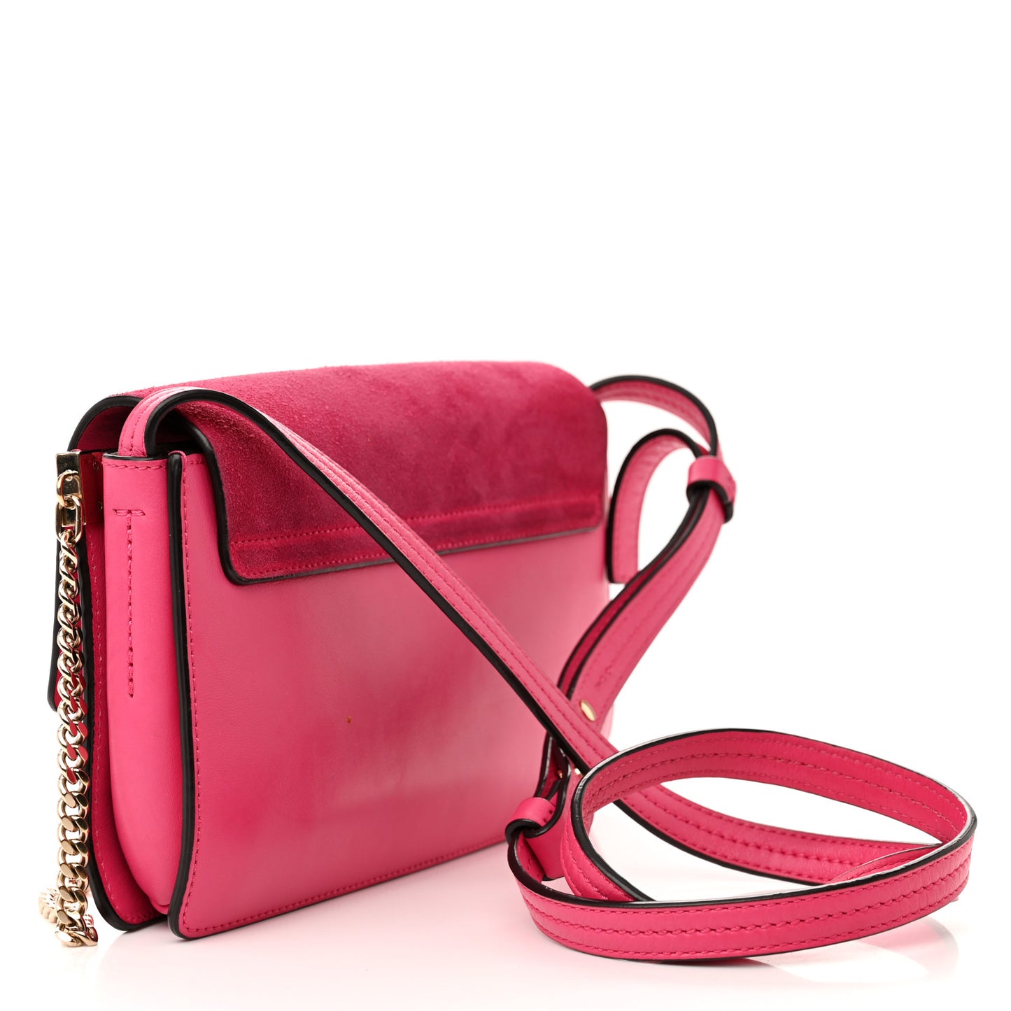 Suede Calfskin Small Faye Shoulder Bag Fuchsia Rose
