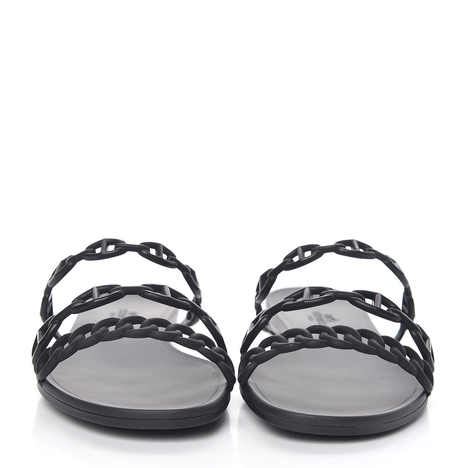 Hermes Rubber Chaine d'Ancre Rivage Sandals 40 Black 2 of 8