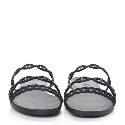 Hermes Rubber Chaine d'Ancre Rivage Sandals 40 Black 2 of 8