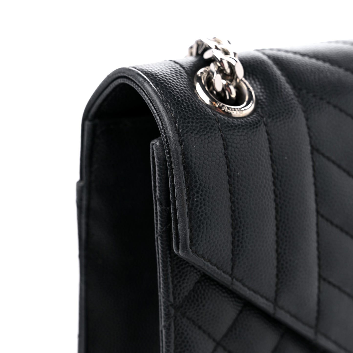 Grain De Poudre Textured Mixed Matelasse Triquilt Medium Monogram Satchel Black