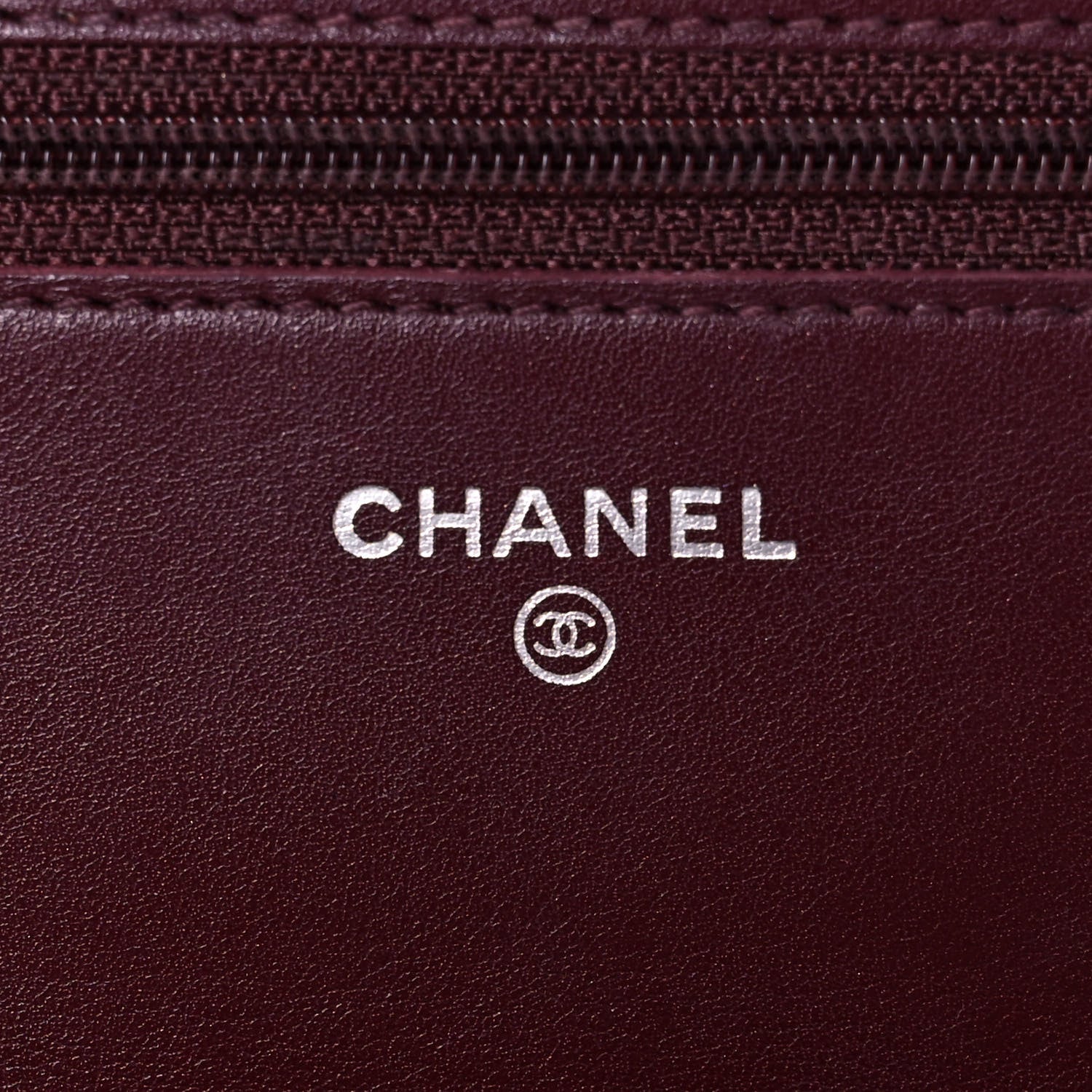 Chanel Striated Patent Quilted Wallet on Chain WOC Bordeaux 8 of 12