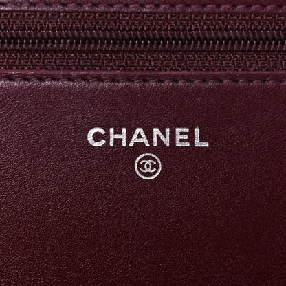Chanel Striated Patent Quilted Wallet on Chain WOC Bordeaux 8 of 12