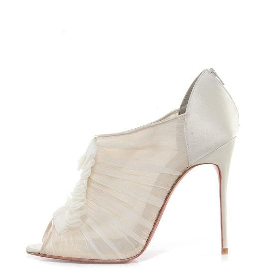 Christian Louboutin Silk Canonita 100 MM Booties 40 White 1 of 5