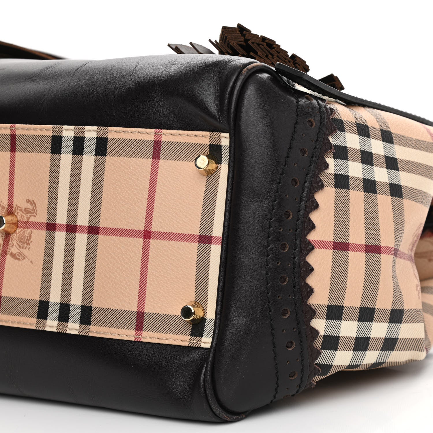 Burberry Haymarket Check Medium Brogue Tassel Tote 10 of 17