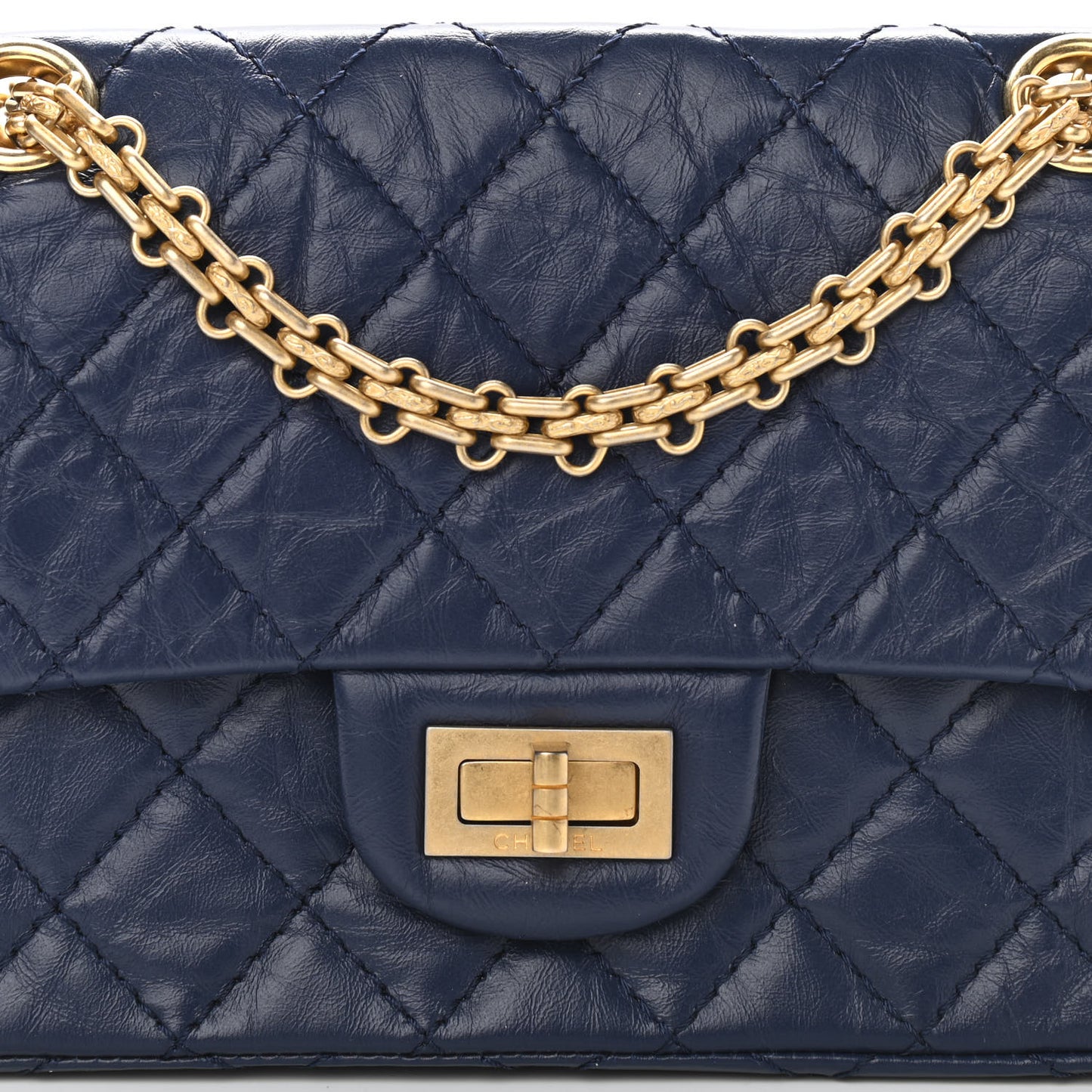 Aged Calfskin Quilted 2.55 Reissue Mini Flap Navy