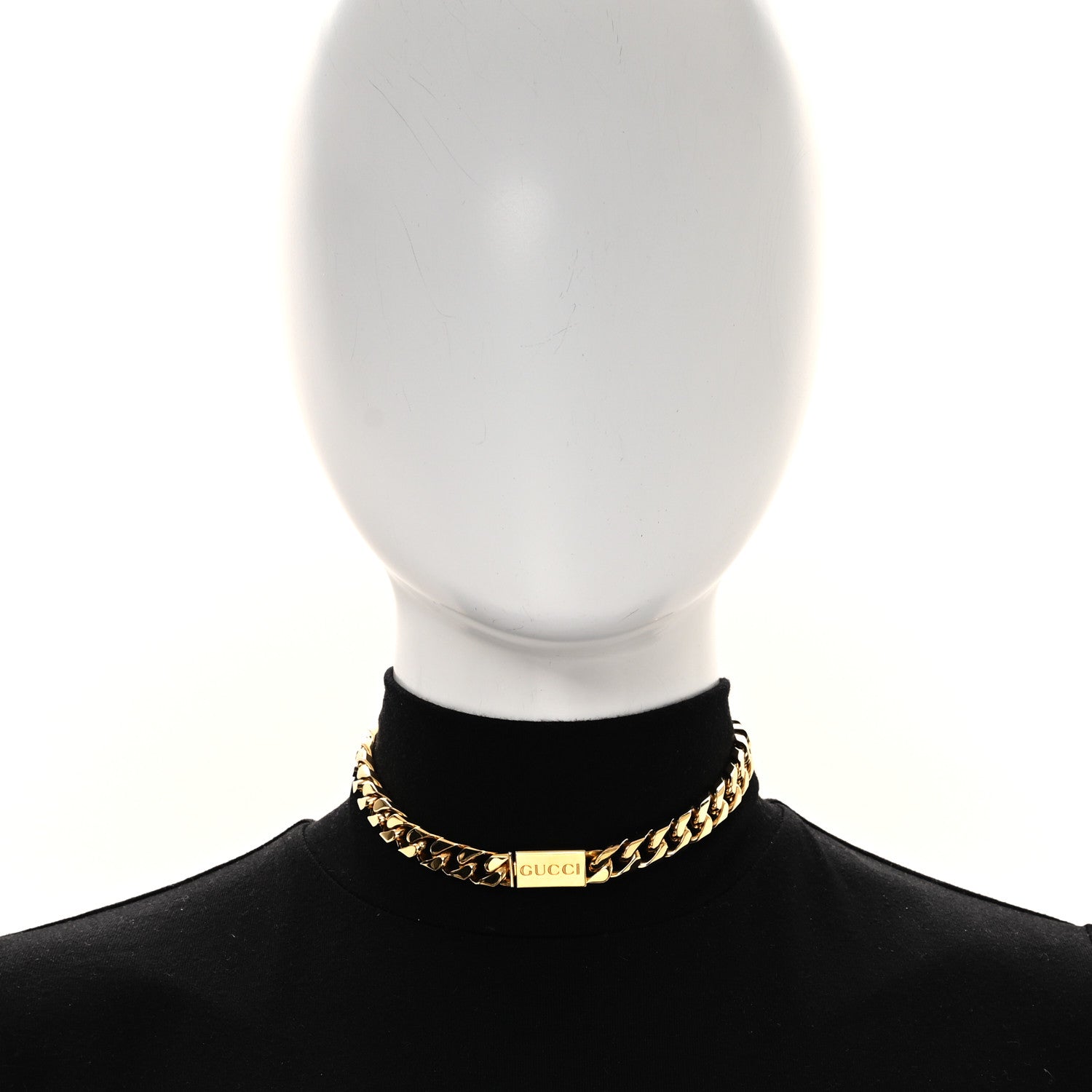 Gucci Metal Script Chain Choker Necklace Gold 2 of 4