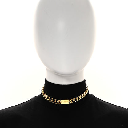Gucci Metal Script Chain Choker Necklace Gold 2 of 4