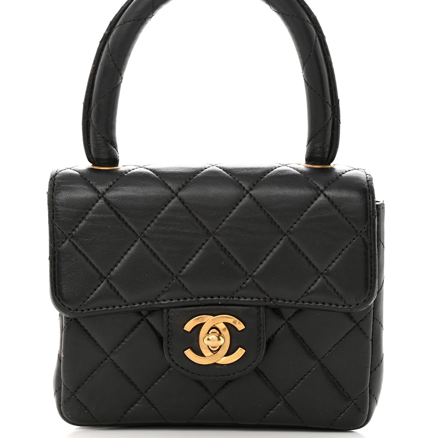 Lambskin Quilted Mini Kelly Flap Bag Black
