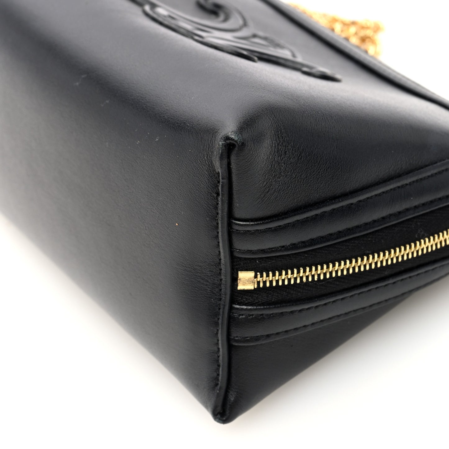 Smooth Calfskin Cuir Triomphe Clutch on Chain Black