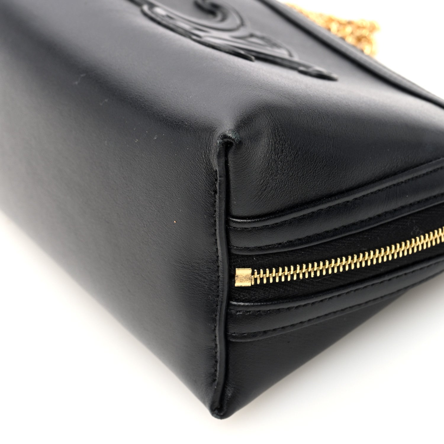Celine Smooth Calfskin Cuir Triomphe Clutch on Chain Black 9 of 10